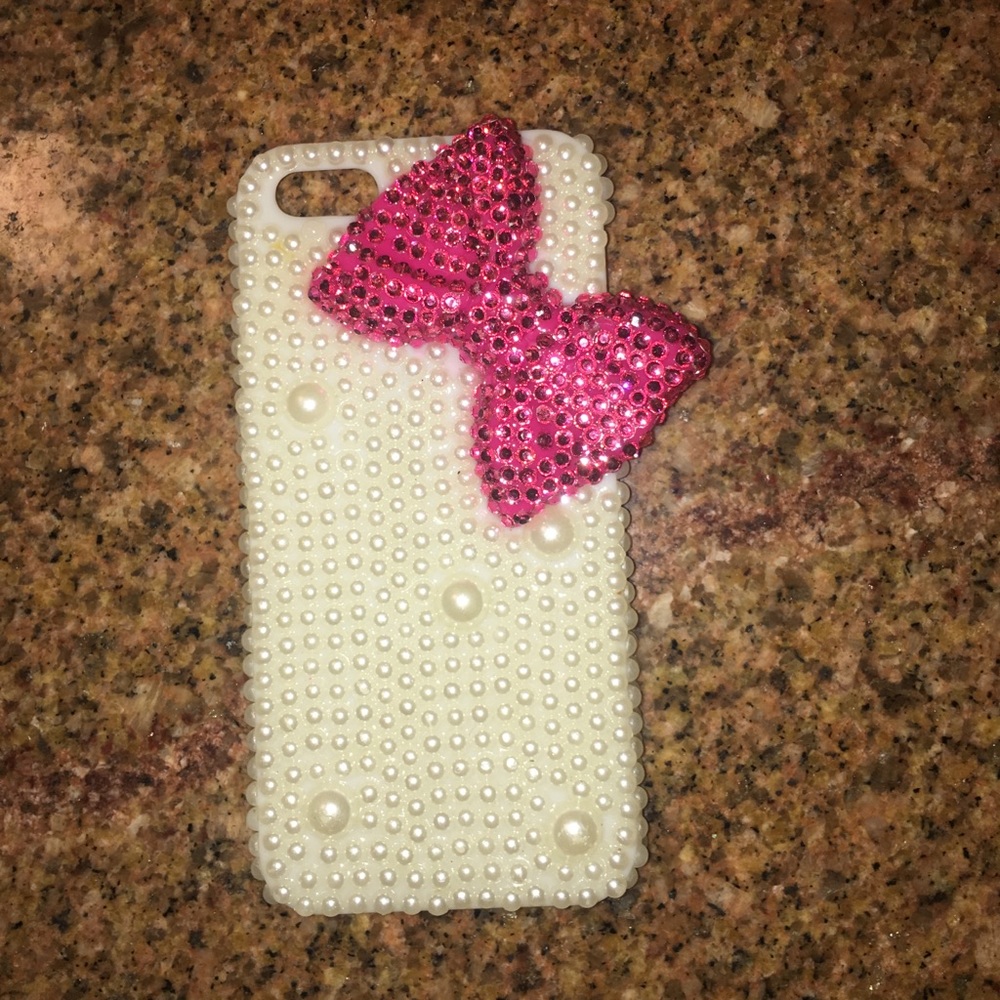 iPhone 5/5s white and pink bow case